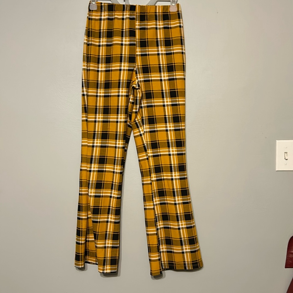 Yellow plaid Stretchy Pants